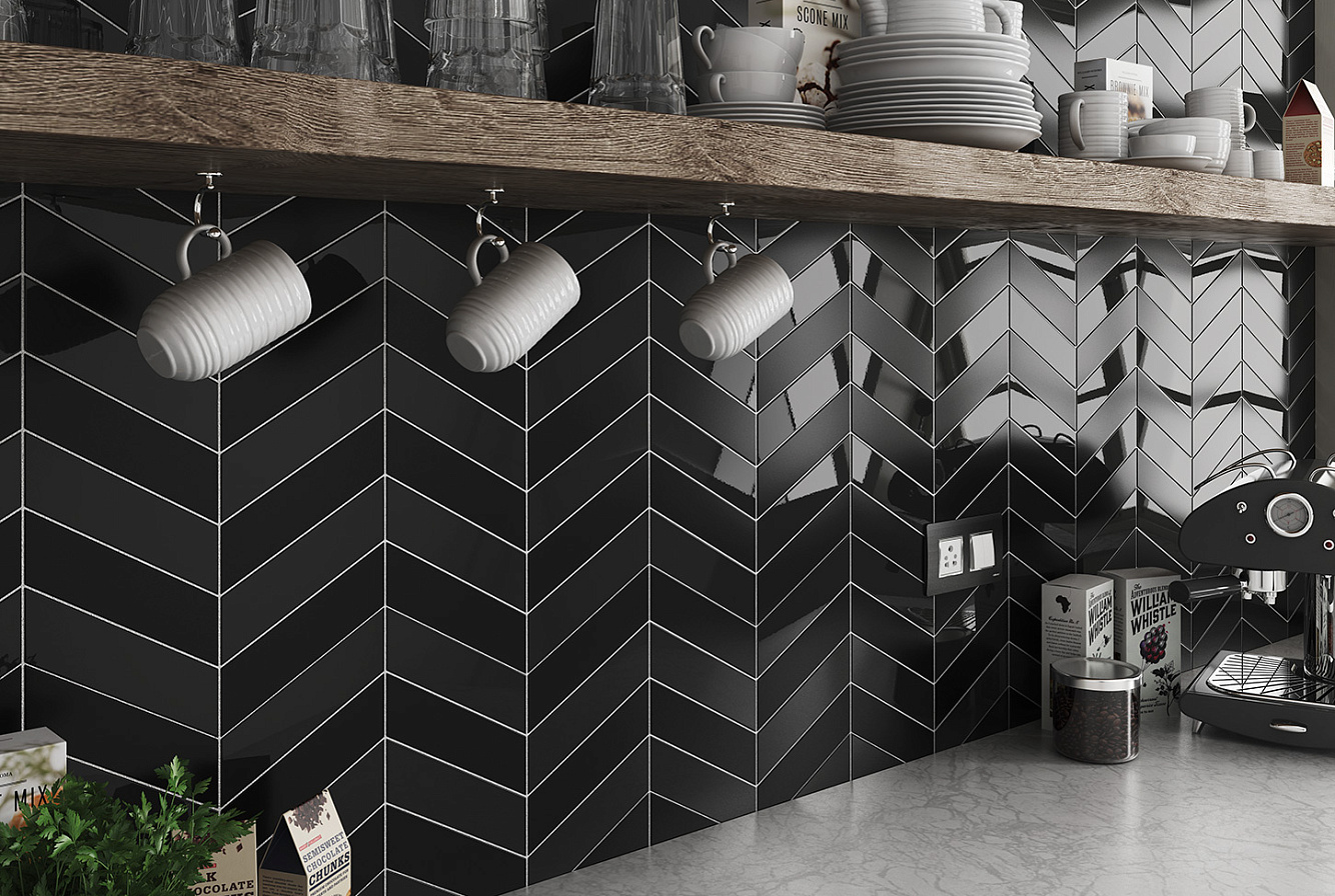 CHEVRON WALL BLACK / BLACK MATT